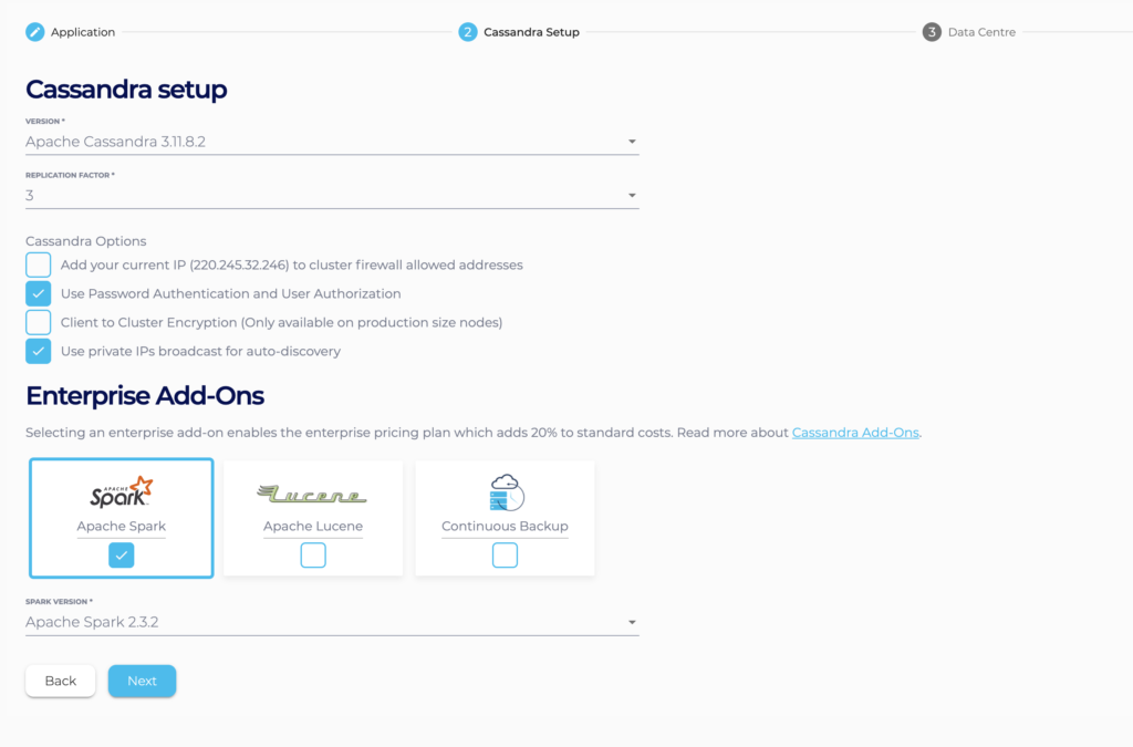 Location of Cassandra with spark on page