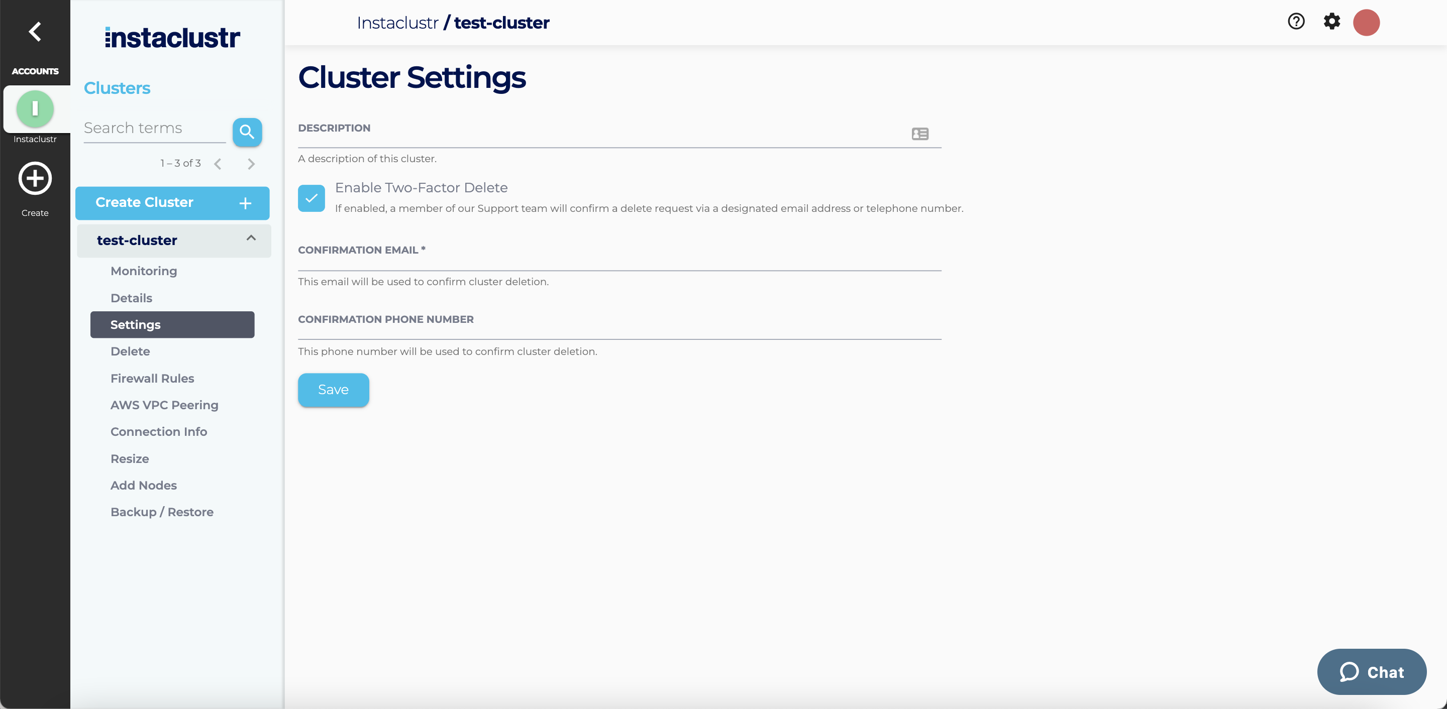 Enable Two-Factor-Delete by ticking the checkbox and then writing your contact details in the required fields.