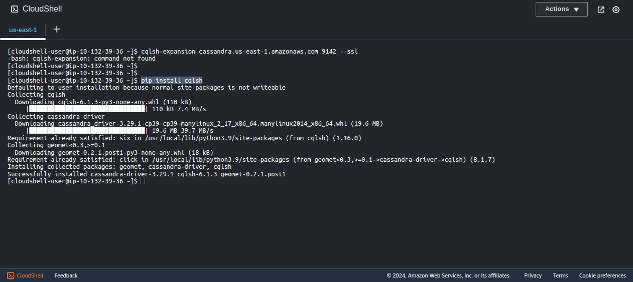 Create data - terminal view