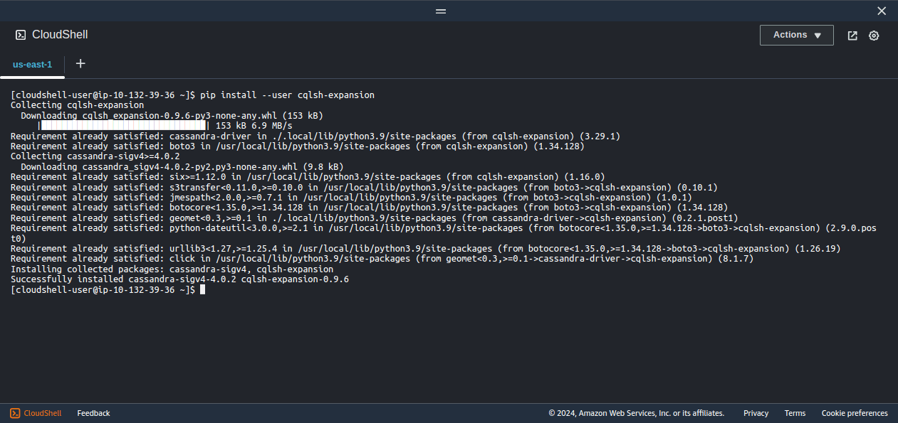 Create data - terminal view