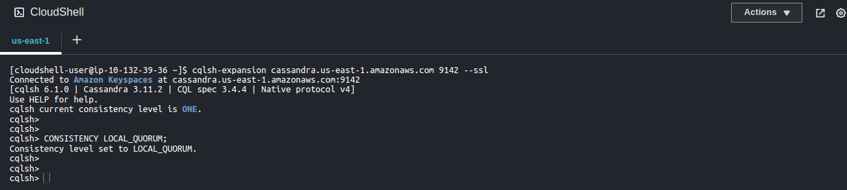 Create data - terminal view